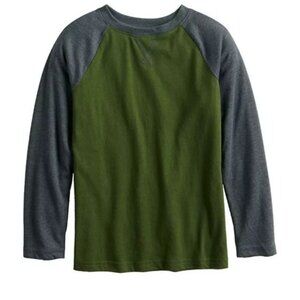 Toddler Boys 24M Green & Gray Long Sleeve Raglan Tee Shirt
